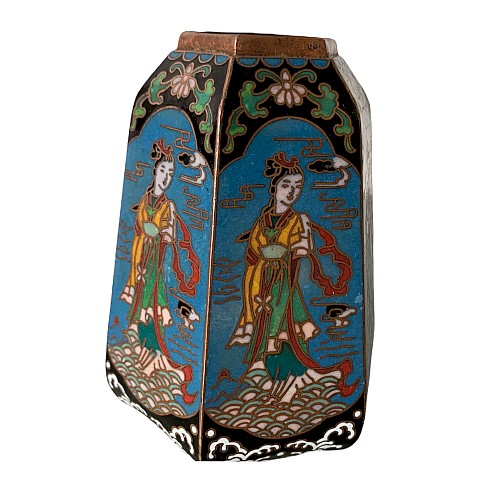 Sechseckige Vase aus Cloisonné-Emaille-Porzellan