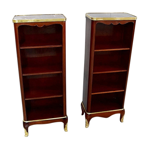 Pair of Small Speckled Mahogany Bibus, Sormani taste - Late 19th century