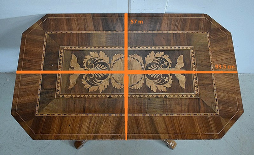 Inlaid Gueridon Table, in Walnut and Light Wood - 2nd part of the 19th century