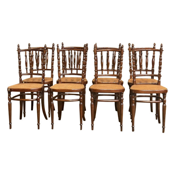 Suite di 8 sedie da bistrot Fischel non Thonet