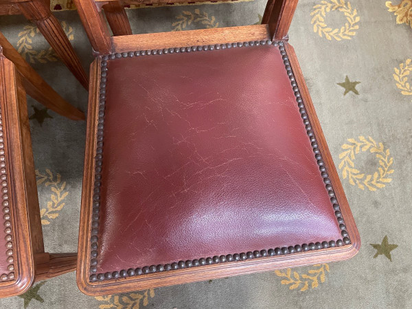 6 Mahogany And Leather Art Deco Period Chairs