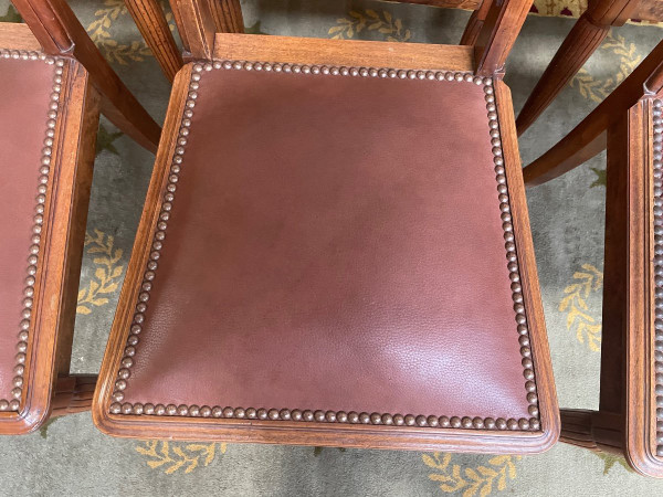 6 Mahogany And Leather Art Deco Period Chairs