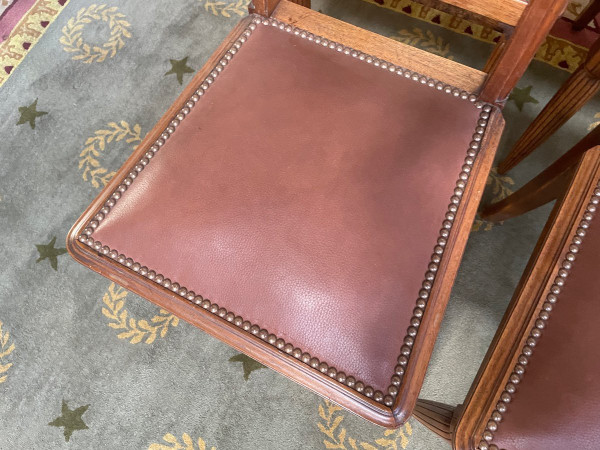 6 Mahogany And Leather Art Deco Period Chairs