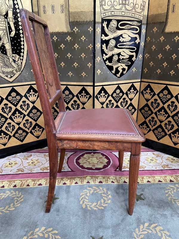 6 Mahogany And Leather Art Deco Period Chairs