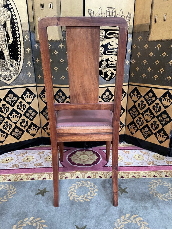 6 Mahogany And Leather Art Deco Period Chairs