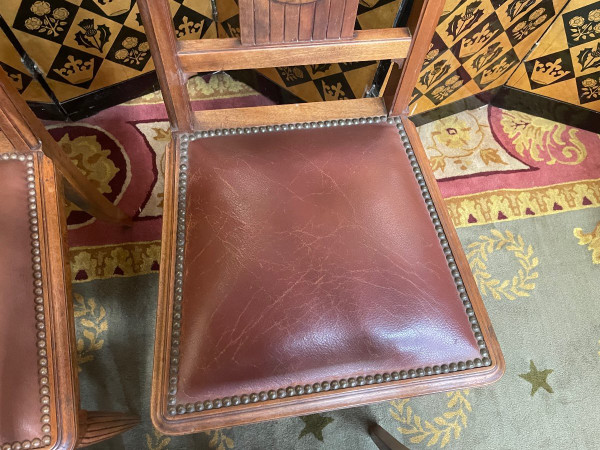 6 Mahogany And Leather Art Deco Period Chairs