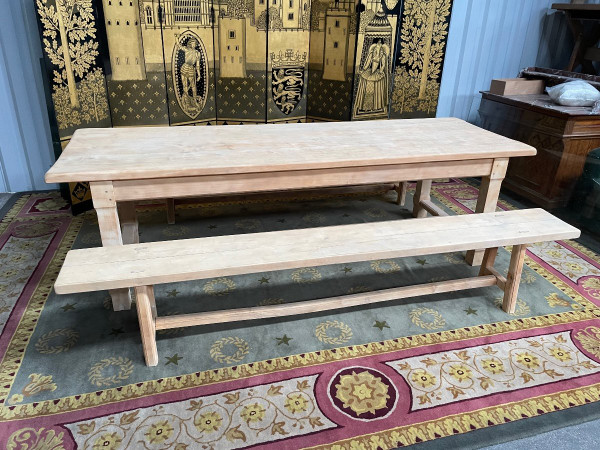 Table De Ferme En hêtre et ses bancs
