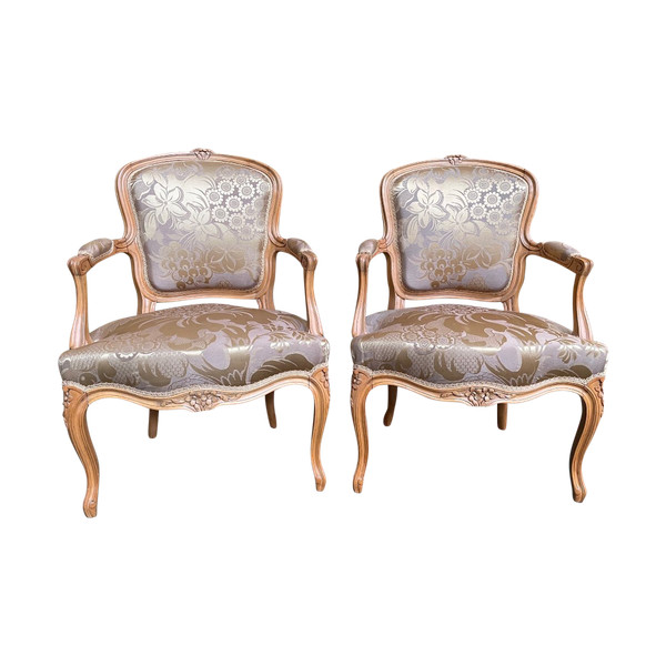 Pair De Fauteuils Cabriolets De Style Louis XV