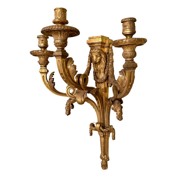 Jean-Joseph De Saint-germain, Important Louis XVI Period Gilt Bronze Wall Lamp Circa 1770