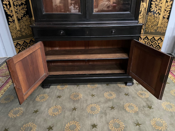 Buffet Luigi Filippo doppio corpo in legno annerito
