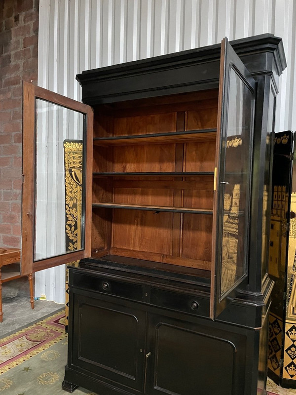 Buffet Luigi Filippo doppio corpo in legno annerito