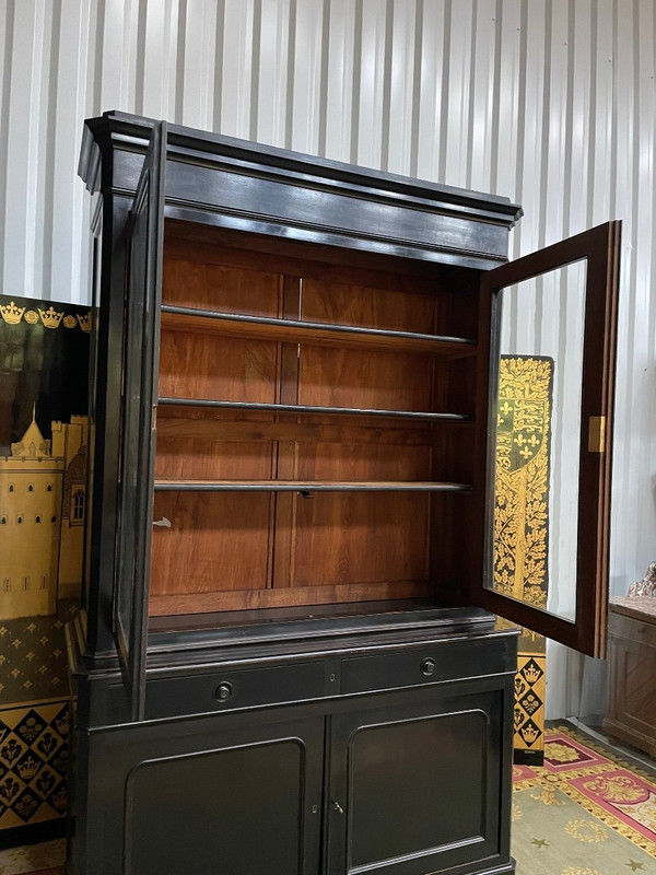 Buffet Luigi Filippo doppio corpo in legno annerito