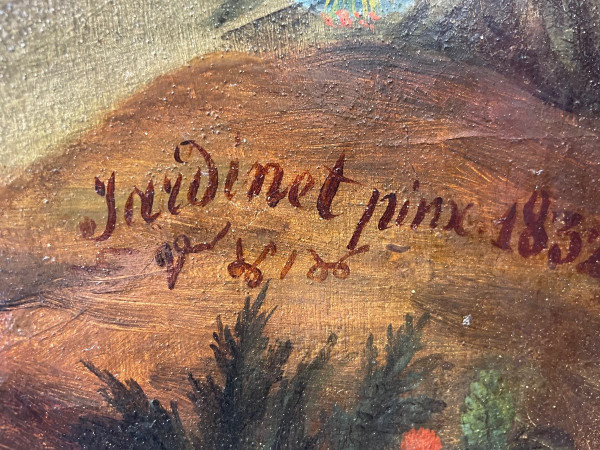 Peinture Sur Toile Scène Familiale Signée Jardinet 1932