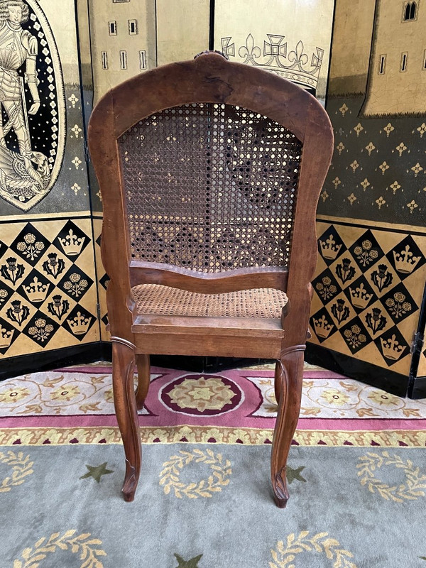 Suite Of 4 Louis XV Style Chairs, walnut and canework