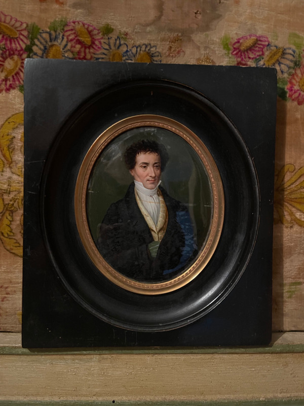 Large 19th century miniature, fixed under glass. ERNST THEODOR AMADEUS HOFFMANN