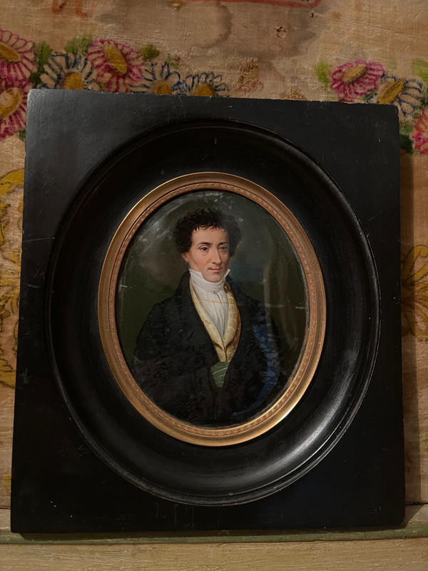 Large 19th century miniature, fixed under glass. ERNST THEODOR AMADEUS HOFFMANN