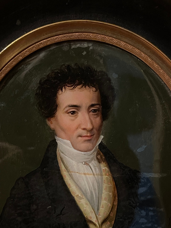 Large 19th century miniature, fixed under glass. ERNST THEODOR AMADEUS HOFFMANN