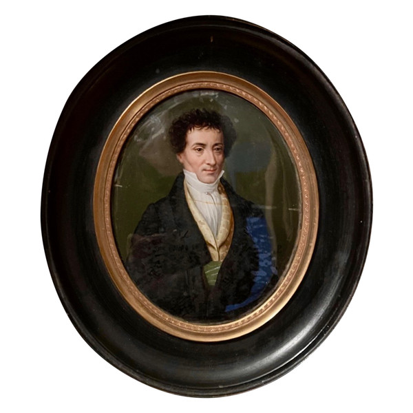 Large 19th century miniature, fixed under glass. ERNST THEODOR AMADEUS HOFFMANN