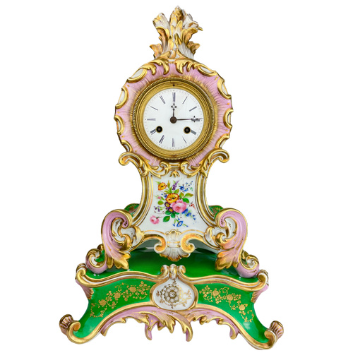 Pendule porcelaine style Jacob Petit rocaille  