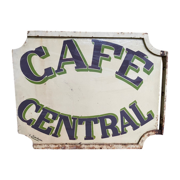 Enseigne En Tôle Peinte « café Central »