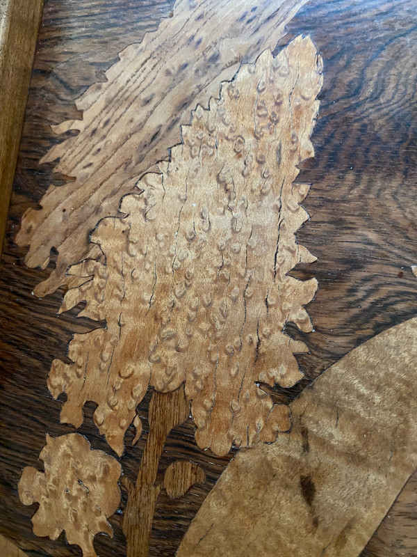 Marquetry tray signed "Gallé".