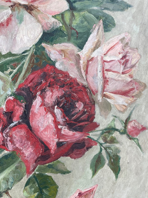 Paar Öle „Rosensträuße“ um 1900