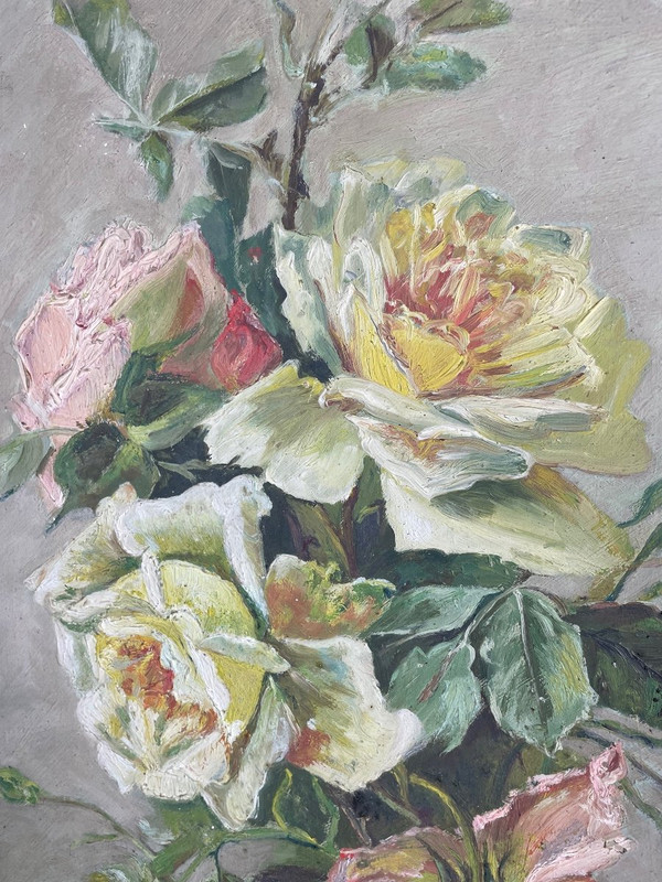 Paar Öle „Rosensträuße“ um 1900