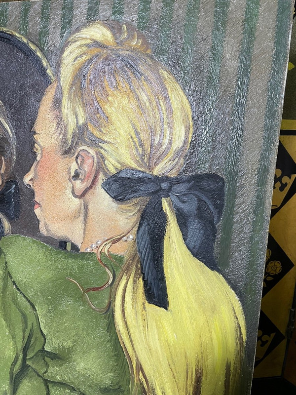 Öl auf Leinwand „Porträt einer Frau“, signiert von Marie-Antoinette Chalus 1990