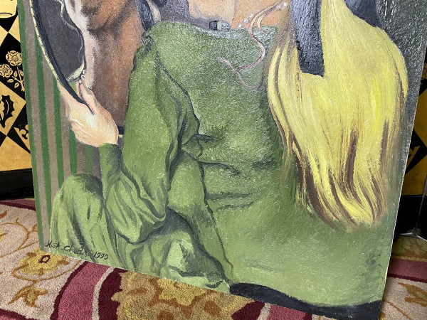 Öl auf Leinwand „Porträt einer Frau“, signiert von Marie-Antoinette Chalus 1990