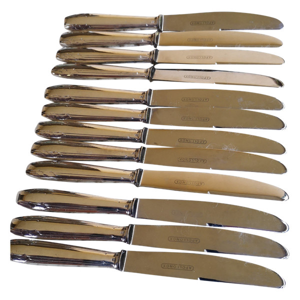 12 dessert/dessert knives silver metal handle goldsmith APOLLO