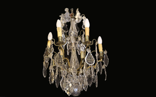 Chandelier with crystal and bronze tassels (ht: 70 cm)