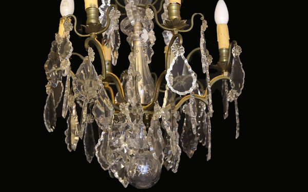 Chandelier with crystal and bronze tassels (ht: 70 cm)