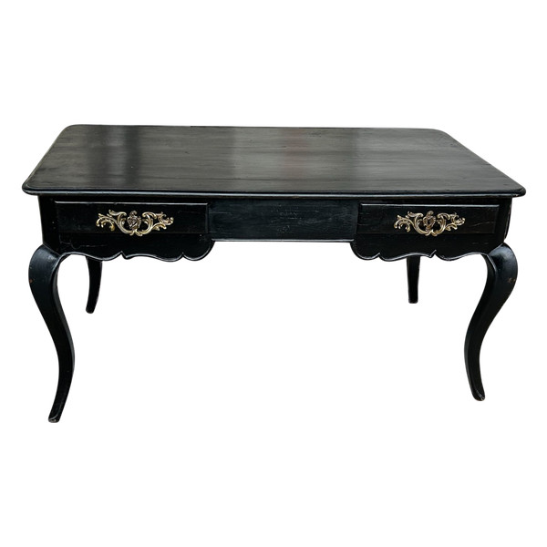 Louis XV Style Flat Desk Black Lacquered 19th Century