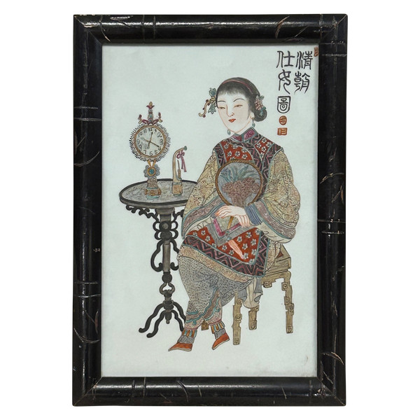 Piatto in porcellana cinese dell'inizio del XX secolo - Scena di interno - Cinese - Asia - Asiatico
