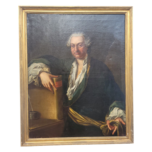Portrait d'Un érudit, Huile Sur Toile Encadrée, XVIIIème Siècle