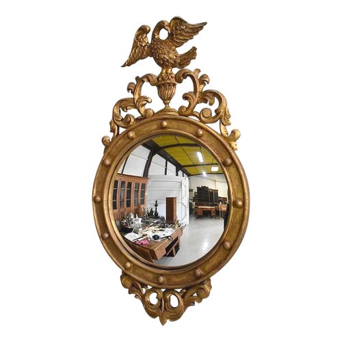 Old-fashioned Golden Wood Witch Mirror - Late 19th Century