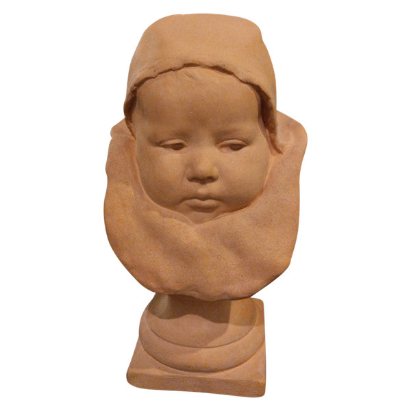 The Child with the Collerette - Terracotta - J. Carriès - C. 1900.