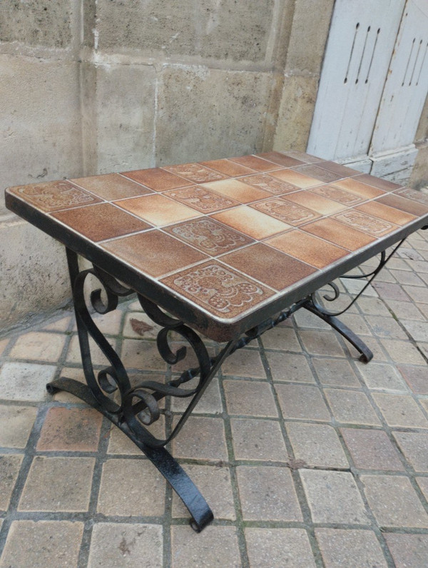 Tavolino rettangolare - Roger Capron - Ferro battuto - Vallauris - c. 1960