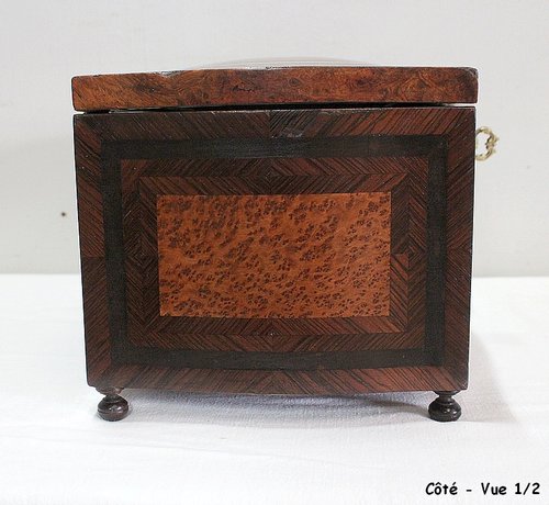 Piccola Scatola in Legno Impiallacciato, Epoca Napoleone III - XIX