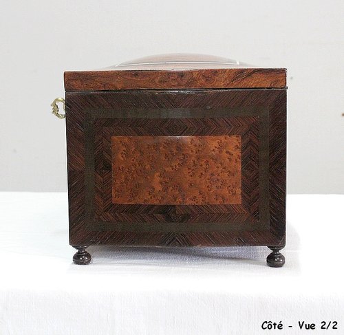 Piccola Scatola in Legno Impiallacciato, Epoca Napoleone III - XIX