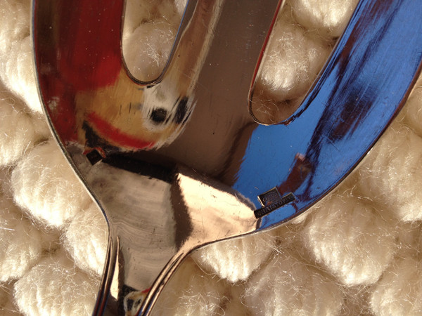 Cutlery for serving salad in silver metal model "Boréal" Christofle goldsmith