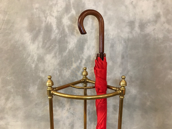 Porte parapluies ancien en laiton d'époque 19 ème en quart de rond