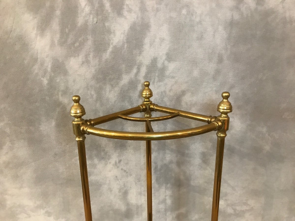Porte parapluies ancien en laiton d'époque 19 ème en quart de rond