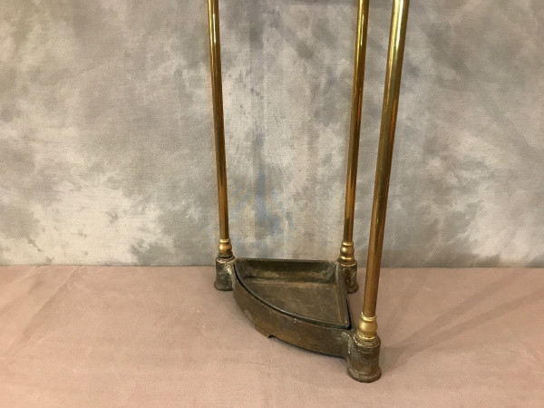 Porte parapluies ancien en laiton d'époque 19 ème en quart de rond