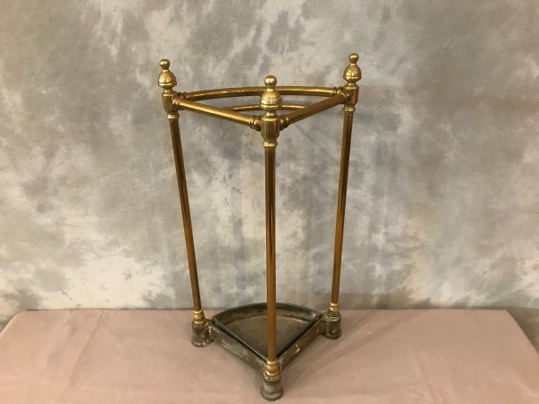 Porte parapluies ancien en laiton d'époque 19 ème en quart de rond