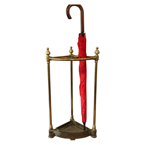 Porte parapluies ancien en laiton d'époque 19 ème en quart de rond