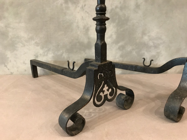 Old wrought iron andirons from the late 18th century