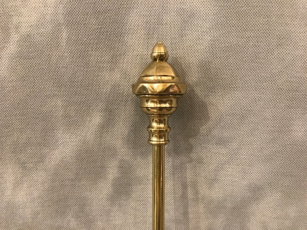 Beautiful large poker in polished and varnished brass from the 19th century