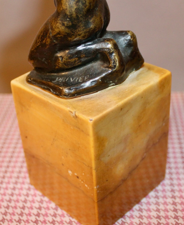Bronzo di Léon Ernest Drivier "Bagnante che si lega i capelli"
