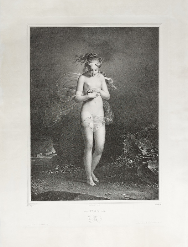 Mythologie Grecque Psyché  Lithographie d'Après Claude Marie Dubufe 19ème